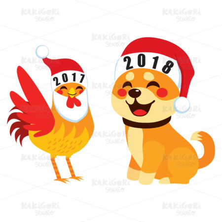 Goodbye 2017 Rooster Year Clipart Vector Illustration 03840