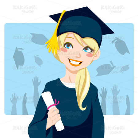 Graduate Girl Clipart Vector Illustration 00528