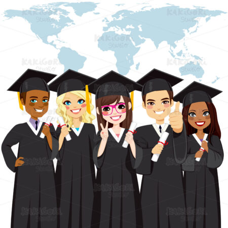 Graduation Group Global Diversity Clipart Vector Illustration 02928