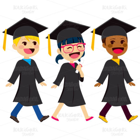 Graduation Kids Diversity Clipart Vector Illustration 02919