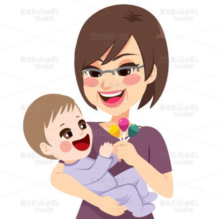 Grandmother Holding Baby Clipart Vector Illustration 04105