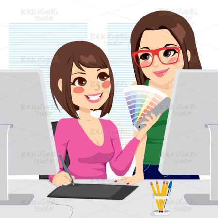 Graphic Designer And Assistant Clipart Vector Illustration 01462
