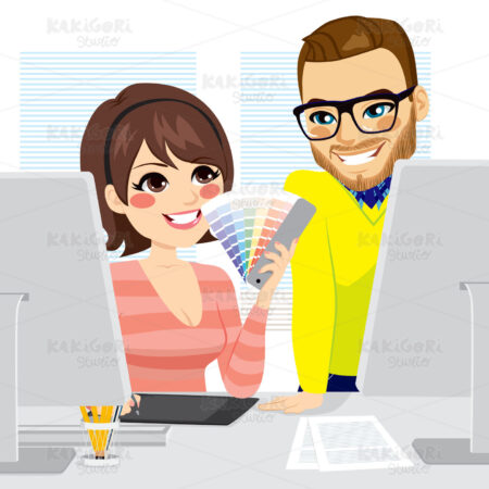 Graphic Designer Teamwork Clipart Vector Illustration 02639