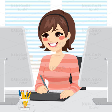 Graphic Designer Woman Clipart Vector Illustration 02640