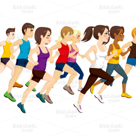 Group Of Athletes Running Clipart Vector Illustration 01426