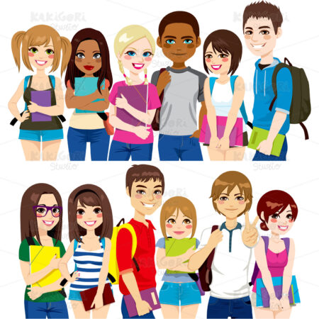 Group of students Clipart Vector Illustration 02320