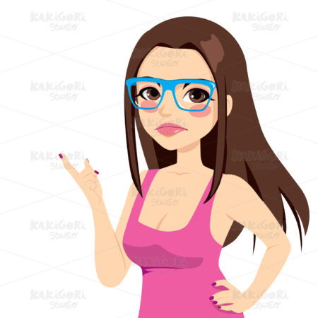 Grumpy Woman Expression Clipart Vector Illustration 01367