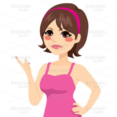 Grumpy Woman Expression Clipart Vector Illustration 02675