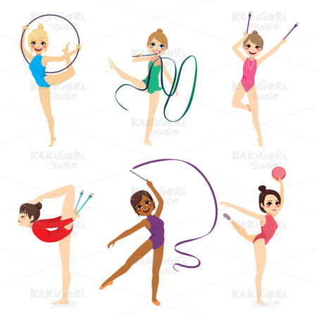 Gymnastic Girl Collection Clipart Vector Illustration 04184