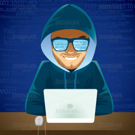 Hacker Laptop Cyber Criminal Clipart Vector Illustration 04457