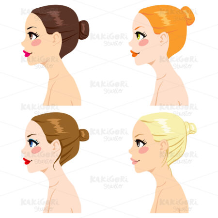 Hair Bun Styles Clipart Vector Illustration 01290
