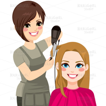 Hairdresser Drying Hair Clipart Vector Illustration 02200