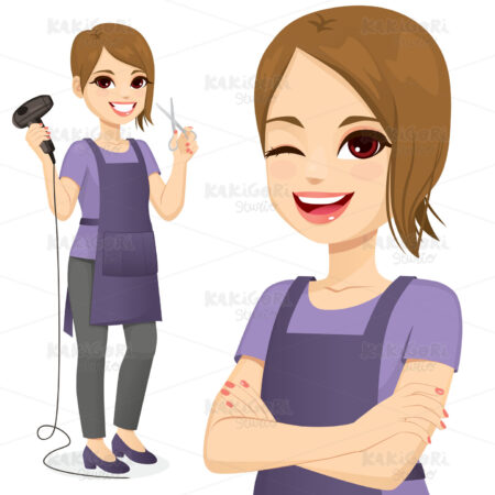 Hairdresser Woman Standing Clipart Vector Illustration 04863