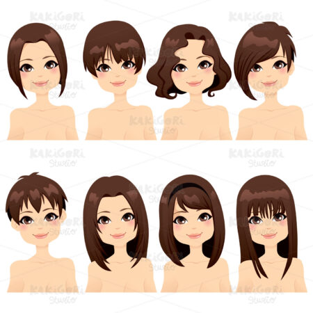 Hairstyle Fashion Collection Clipart Vector Illustration 01040