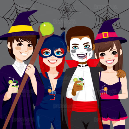 Halloween Adult Party Clipart Vector Illustration 02411