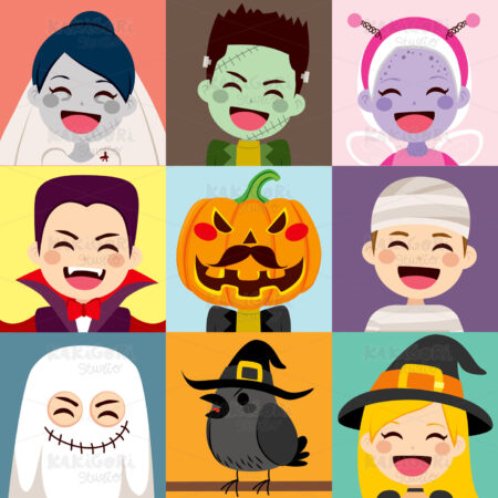 Halloween Children Avatar Clipart Vector Illustration 02907