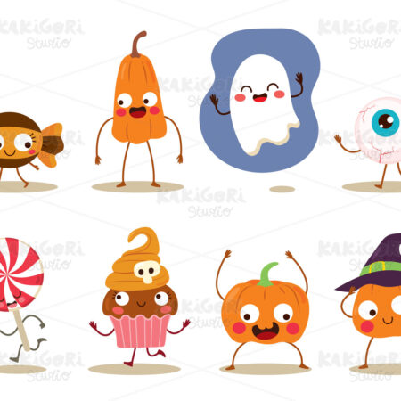Halloween Cute Mascot Characters Clipart Vector Illustration 05012