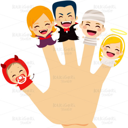 Halloween Family Hand Clipart Vector Illustration 02969
