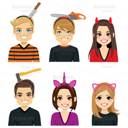 Halloween Headbands People Clipart Vector Illustration 04368