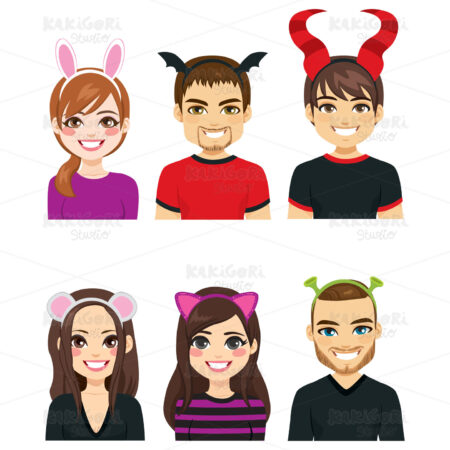Halloween Headbands People Clipart Vector Illustration 04369