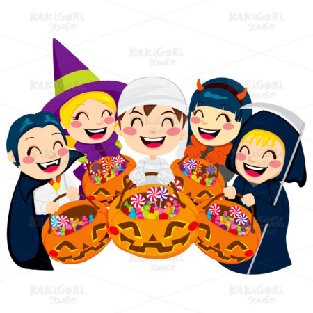 Halloween Kids and Candy Clipart Vector Illustration 01160