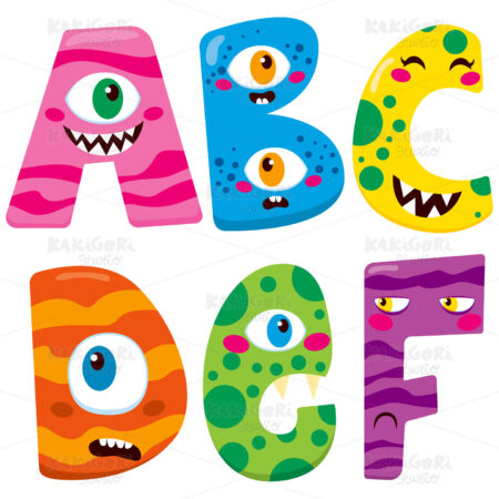 Halloween Monster Alphabet Clipart Vector Illustration 02284