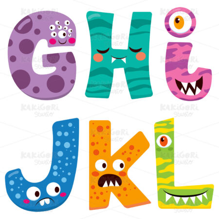 Halloween Monster Alphabet Clipart Vector Illustration 02285