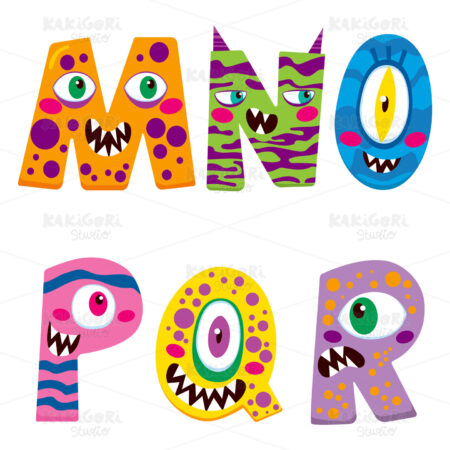 Halloween Monster Alphabet Clipart Vector Illustration 02286