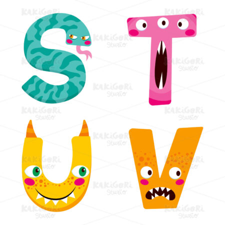 Halloween Monster Alphabet Clipart Vector Illustration 02287