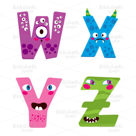Halloween Monster Alphabet Clipart Vector Illustration 02288