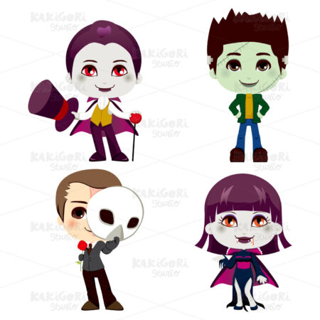 Halloween Monster Cartoon Clipart Vector Illustration 00922