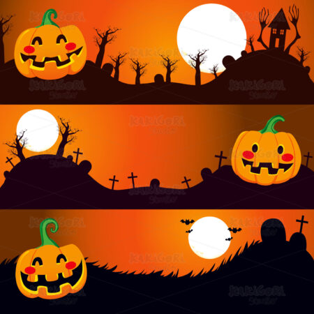 Halloween Night Banners Clipart Vector Illustration 00974