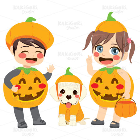 Halloween Pumpkin Kids Clipart Vector Illustration 04282