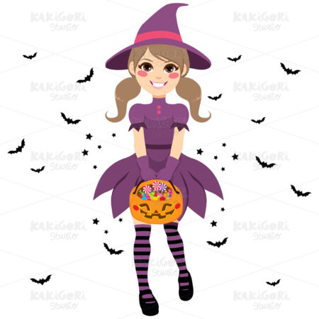 Halloween Teenager Witch Clipart Vector Illustration 04119