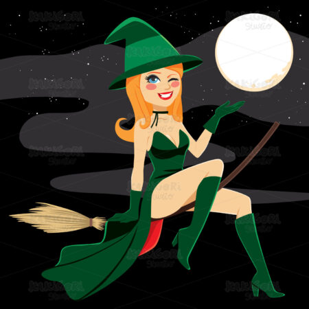 Halloween Witch Clipart Vector Illustration 03779