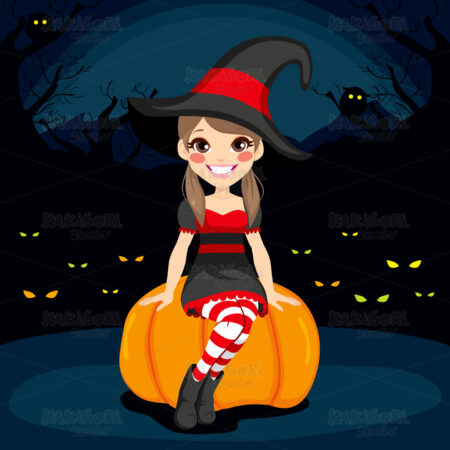 Halloween Witch Night Clipart Vector Illustration 02940
