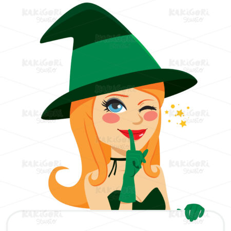 Halloween Witch winking Clipart Vector Illustration 03768