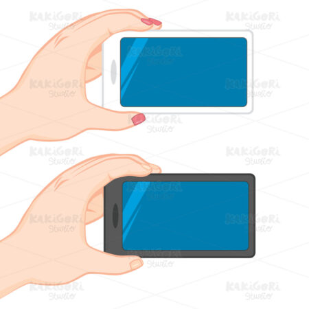 Hand Holding Blank Horizontal Smartphone Clipart Vector Illustration 02624