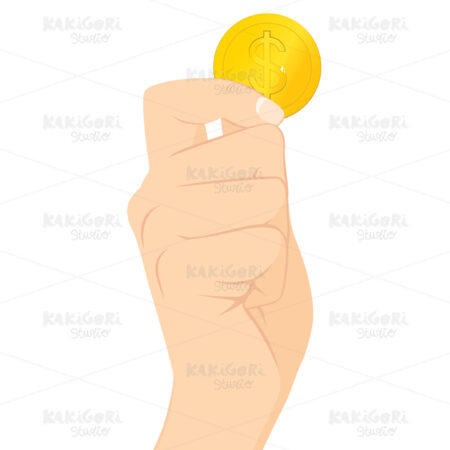 Hand Holding Coin Clipart Vector Illustration 03379
