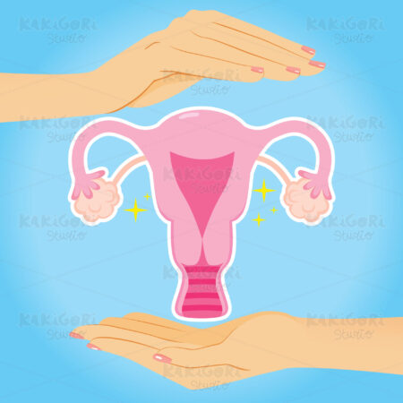 Hands Holding Uterus Clipart Vector Illustration 05079