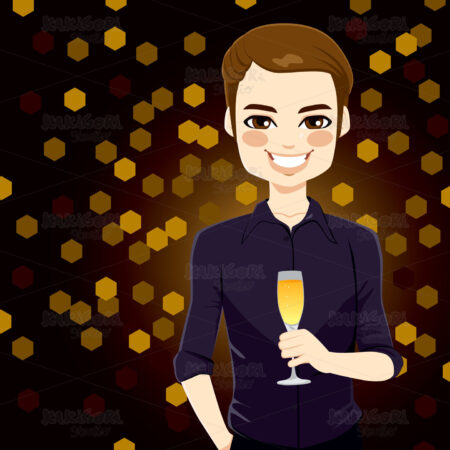 Handsome Man At Party Clipart Vector Illustration 01277