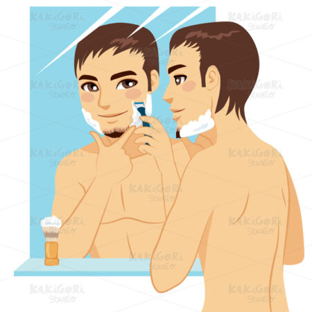 Handsome Man Shaving Clipart Vector Illustration 02140