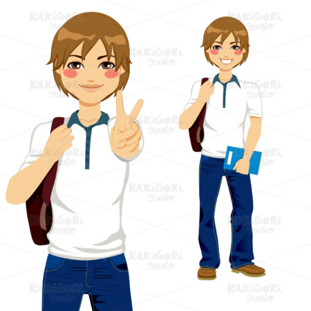 Handsome Student Teen Clipart Vector Illustration 01175