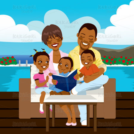 Happy African American Family Clipart Vector Illustration 01128