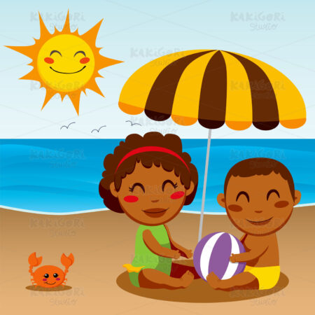 Happy Beach Baby Clipart Vector Illustration 00601