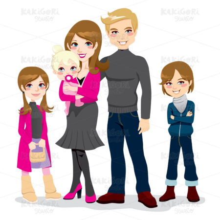 Happy Beautiful Family Clipart Vector Illustration 00854