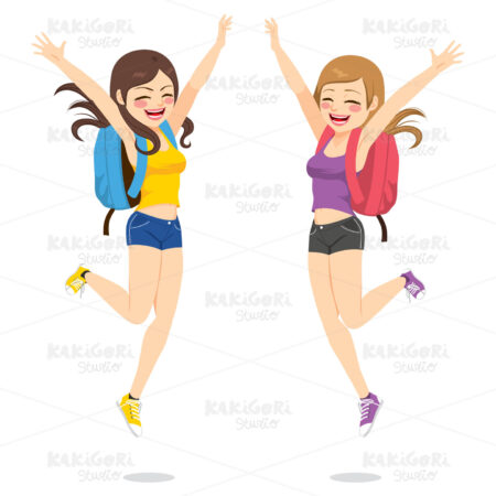 Happy Best Friends Clipart Vector Illustration 03255
