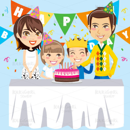 Happy Birthday Family Clipart Vector Illustration 00372