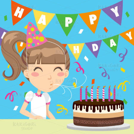 Happy Birthday Girl Clipart Vector Illustration 00357