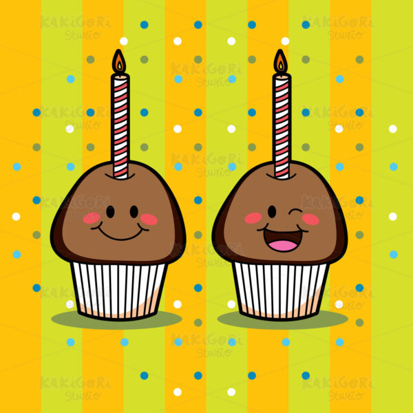 Happy Birthday Muffins Clipart Vector Illustration 00081